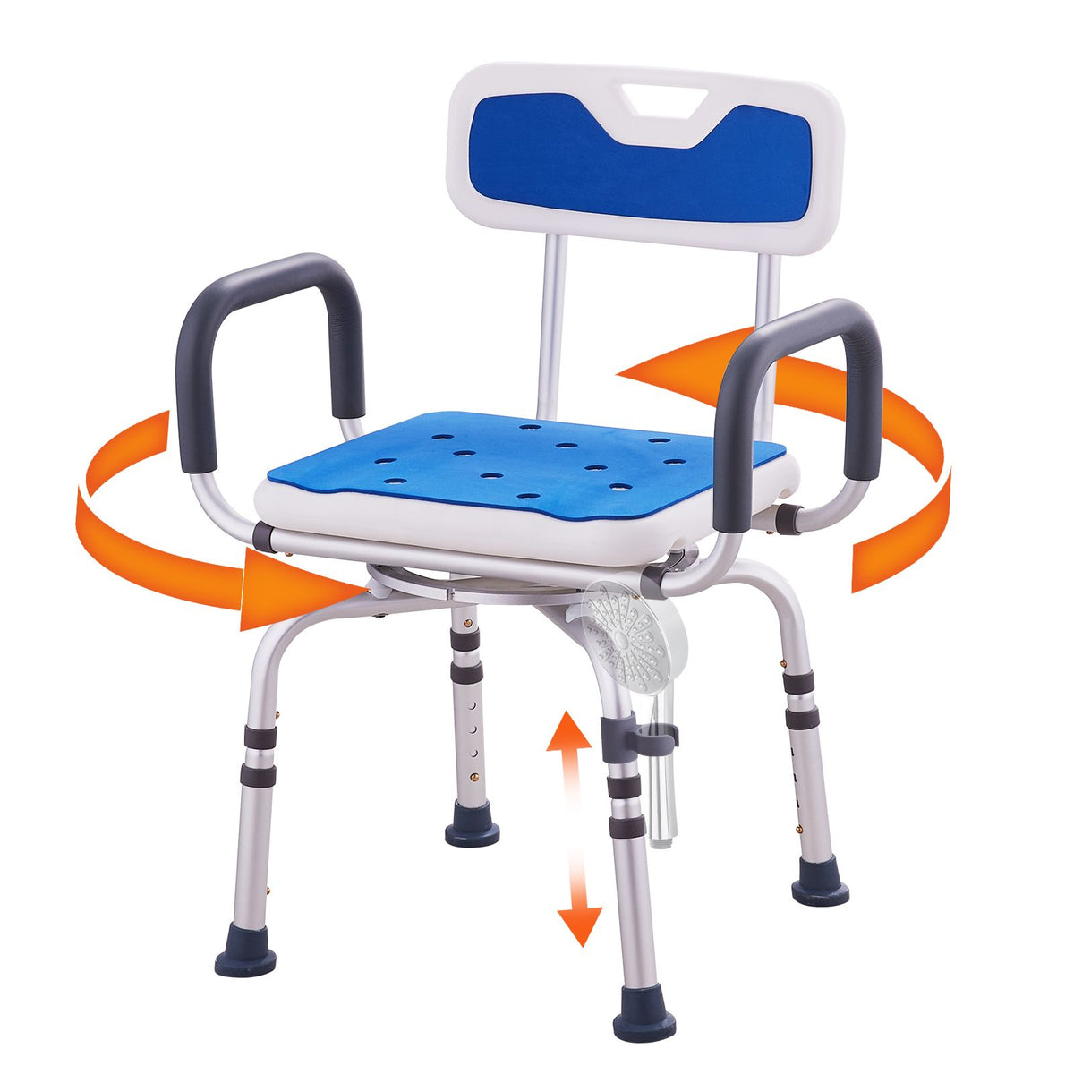 360° Swivel Shower Chair 400lbs Adjustable Bath Seat with Backrest