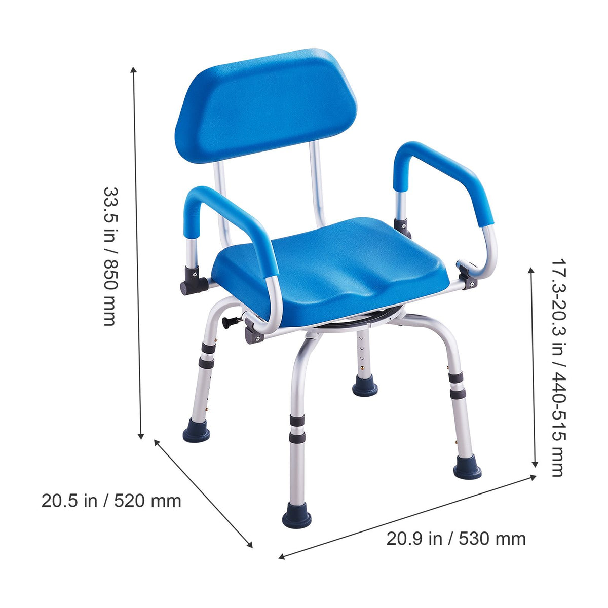 360° Swivel Shower Chair Adjustable Bath Seat for Elderly Disabled 300lbs