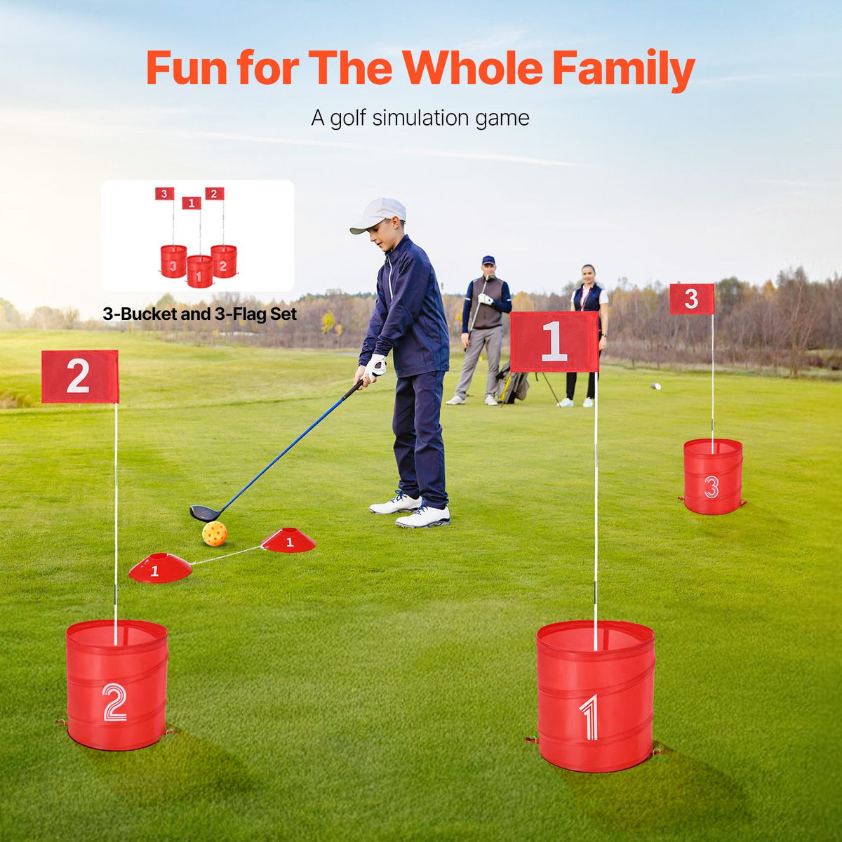 Backyard Golf Game 3 Hole Portable Bucket Golf Game for Kids and Adults
