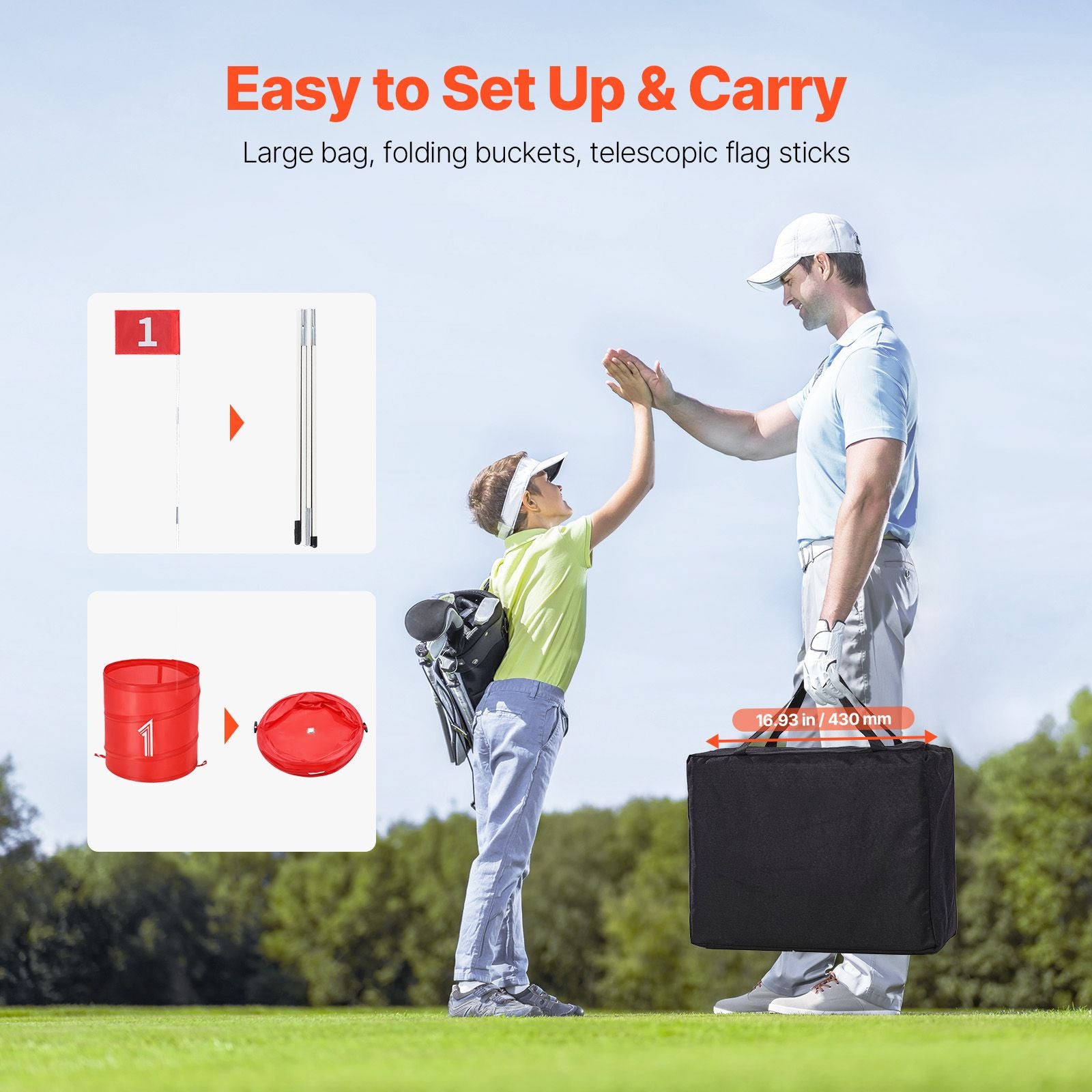 Backyard Golf Game 3 Hole Portable Bucket Golf Game for Kids and Adults
