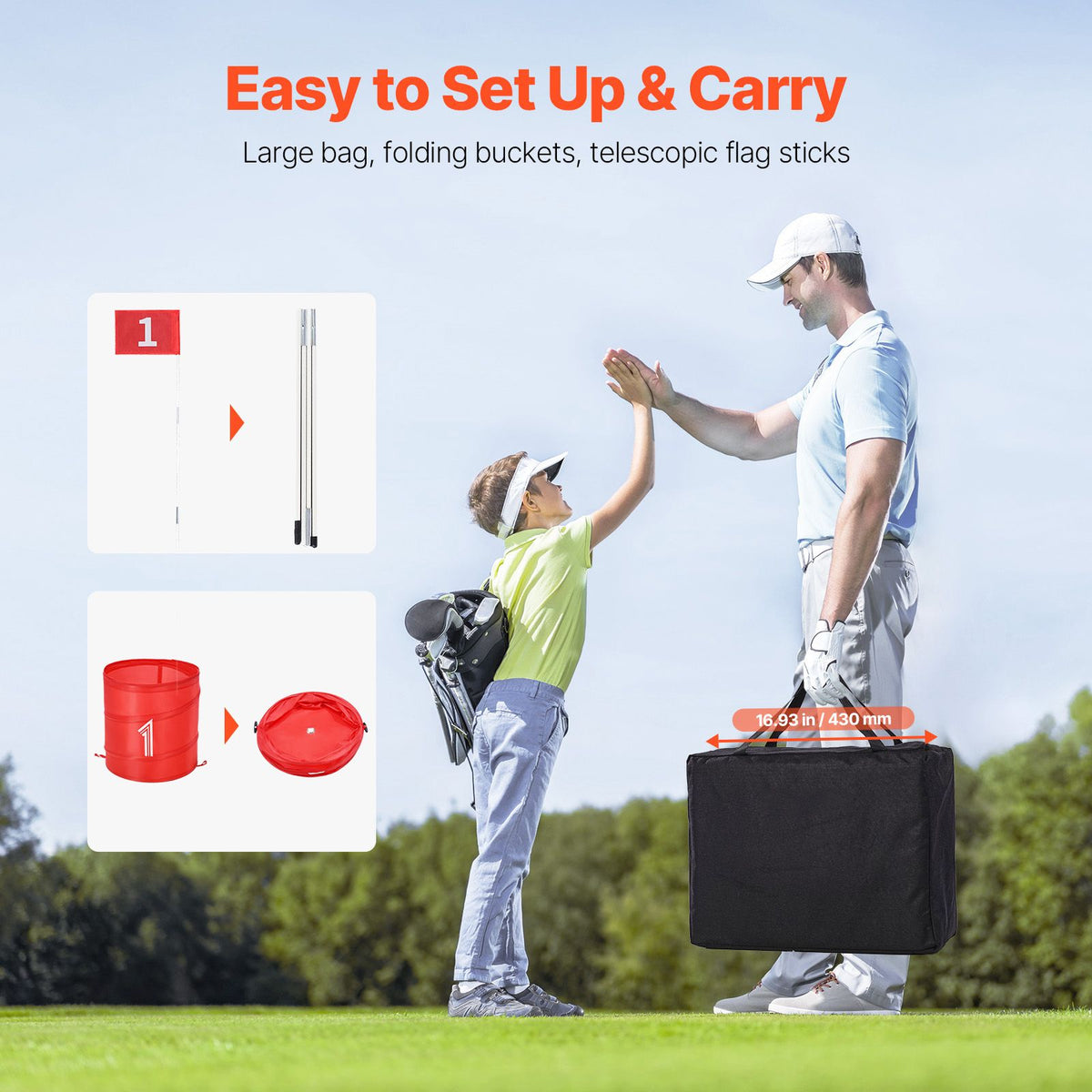 Backyard Golf Game 3 Hole Portable Bucket Golf Game for Kids and Adults