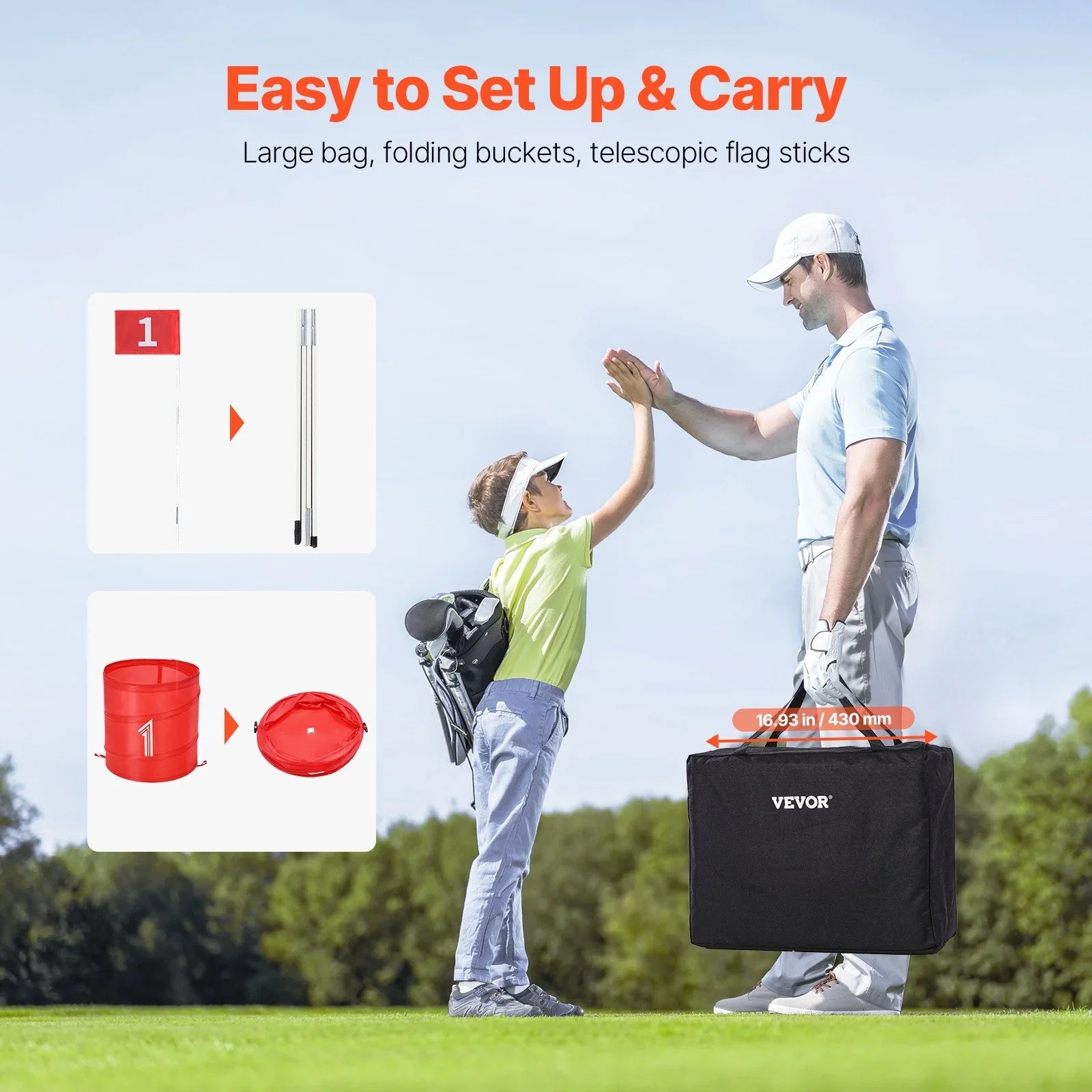 Backyard Golf Game 3 Hole Portable Bucket Golf Game for Kids and Adults