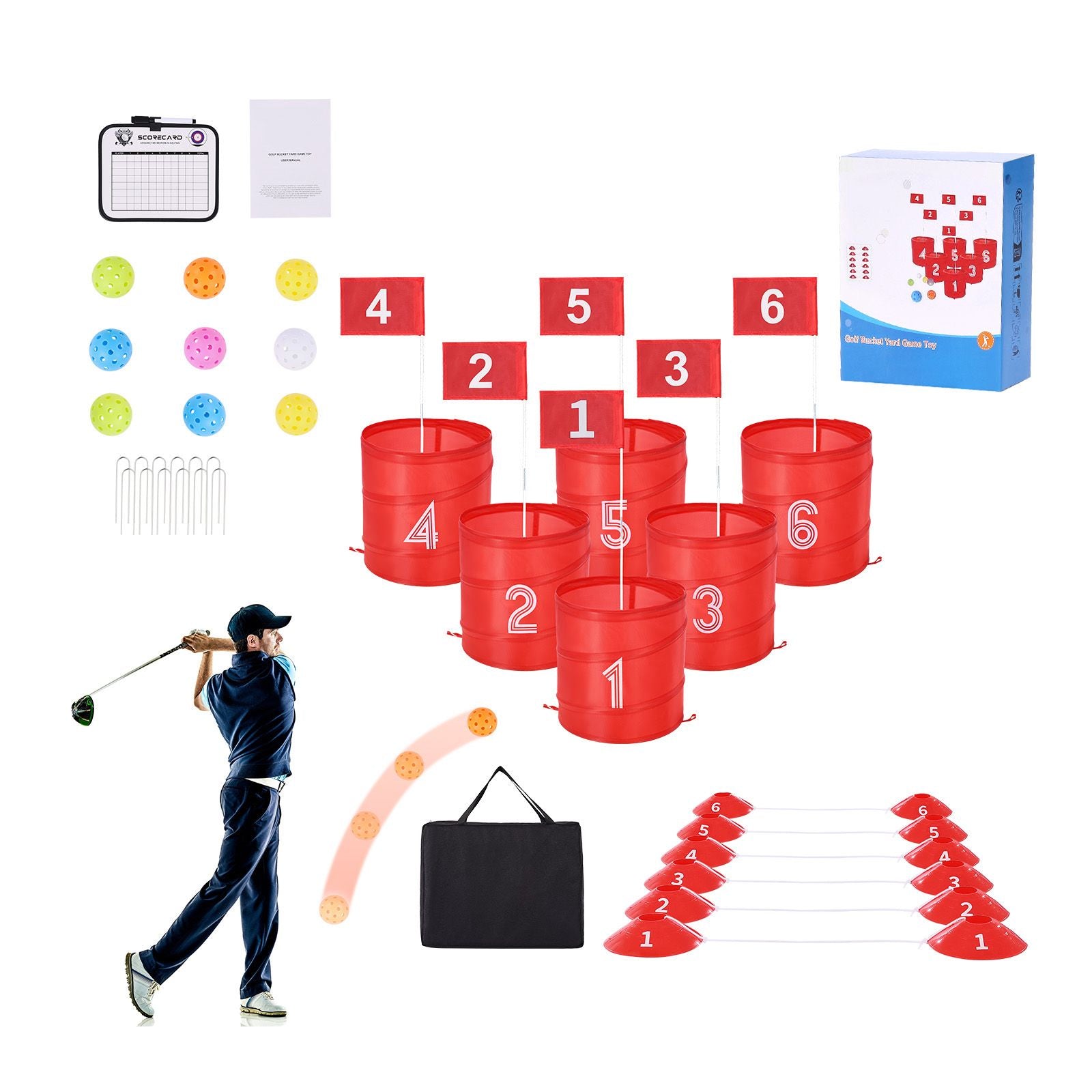 Backyard Golf Game 6 Hole Outdoor Chipping Game Set Family Lawn Fun
