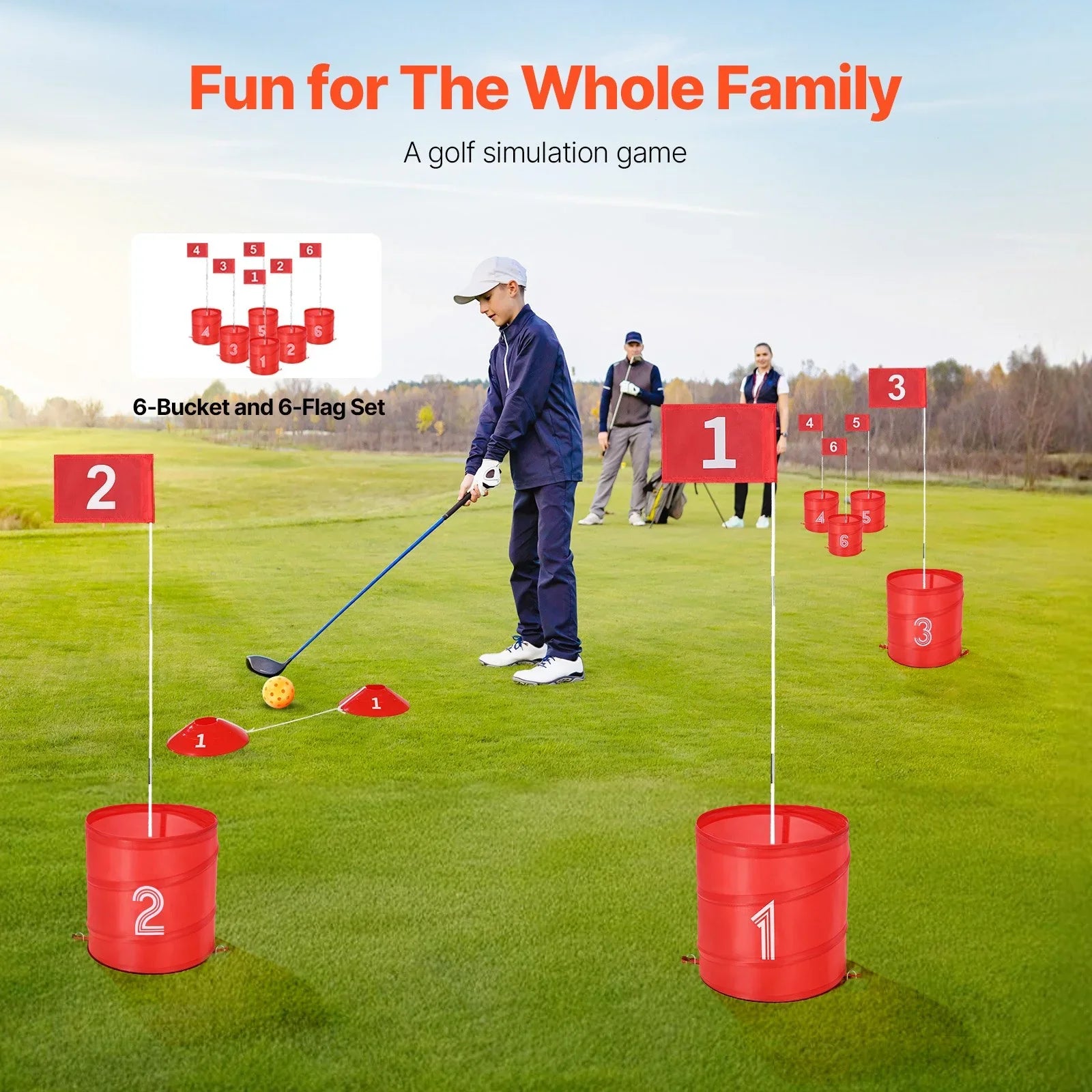 Backyard Golf Game, 6 Hole Golf Course, Golf Game Practice Games, Golf Chipping Game for Family, Adults and Kids, Portable Outdoor Yard Golf Game for Lawn, Yard, Camping, Park, Beach