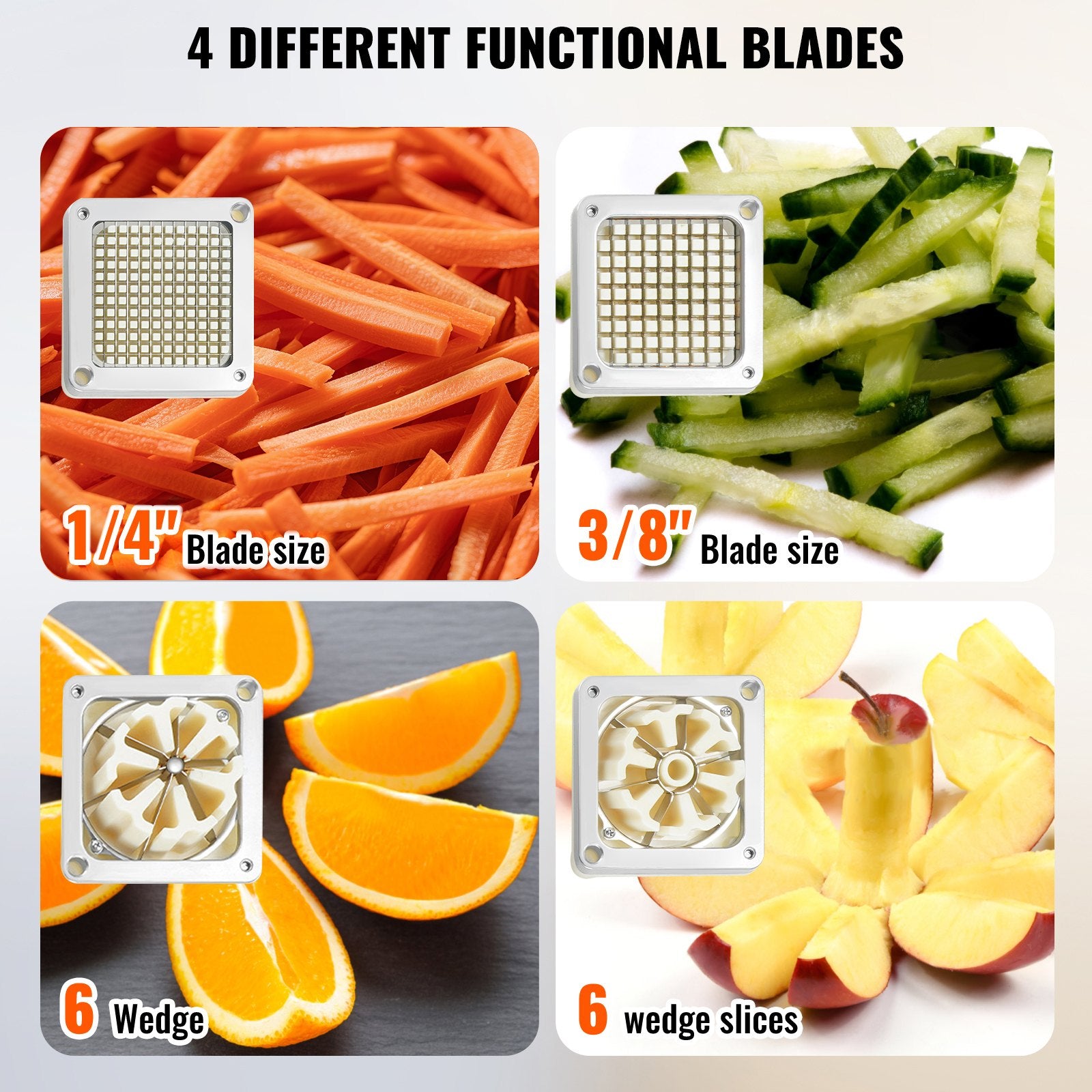 Commercial Vegetable Dicer Vegetable Chopper 4 Blades French Fry Cutter
