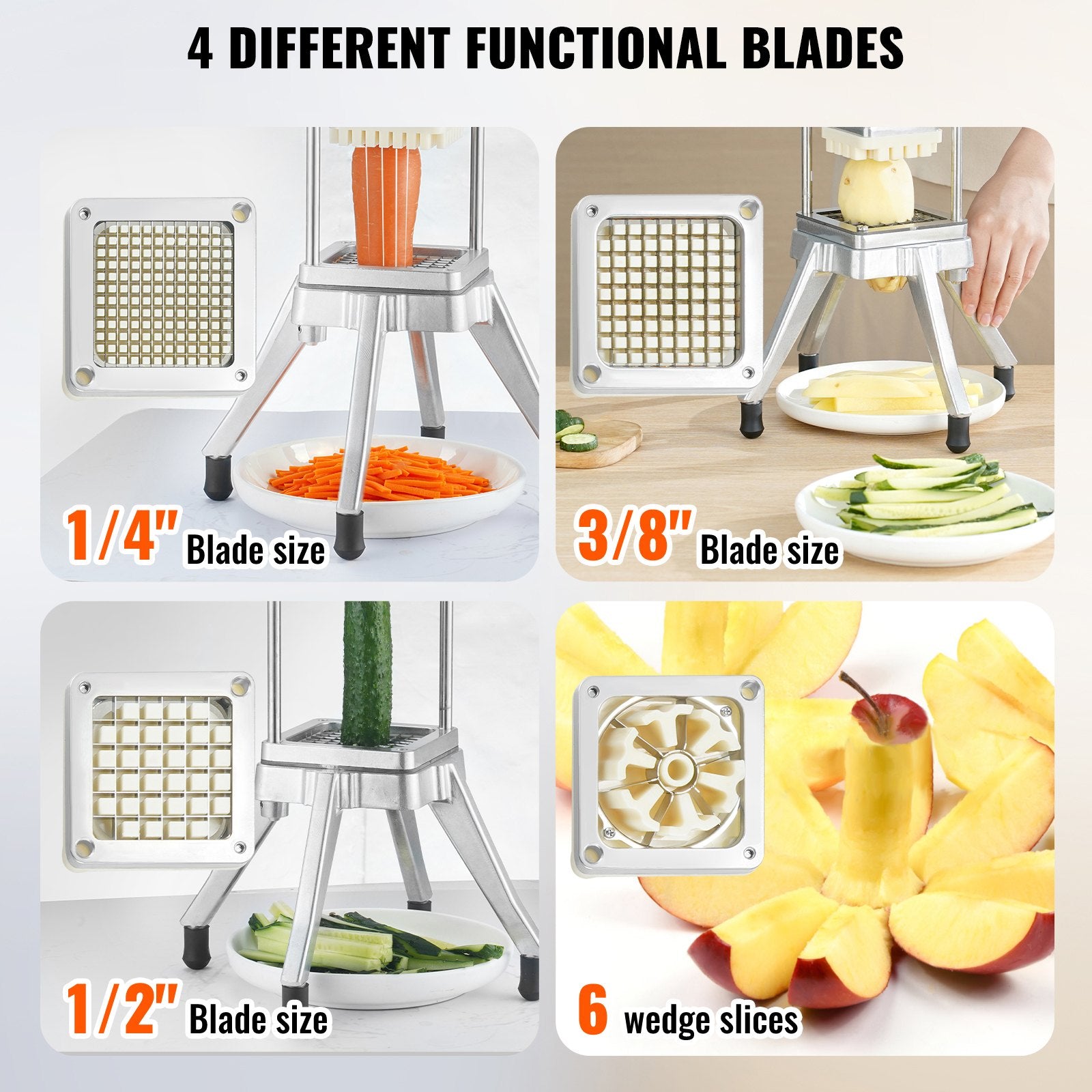 Commercial Chopper Commercial Vegetable Chopper with 4 Blades Fruits Dicer