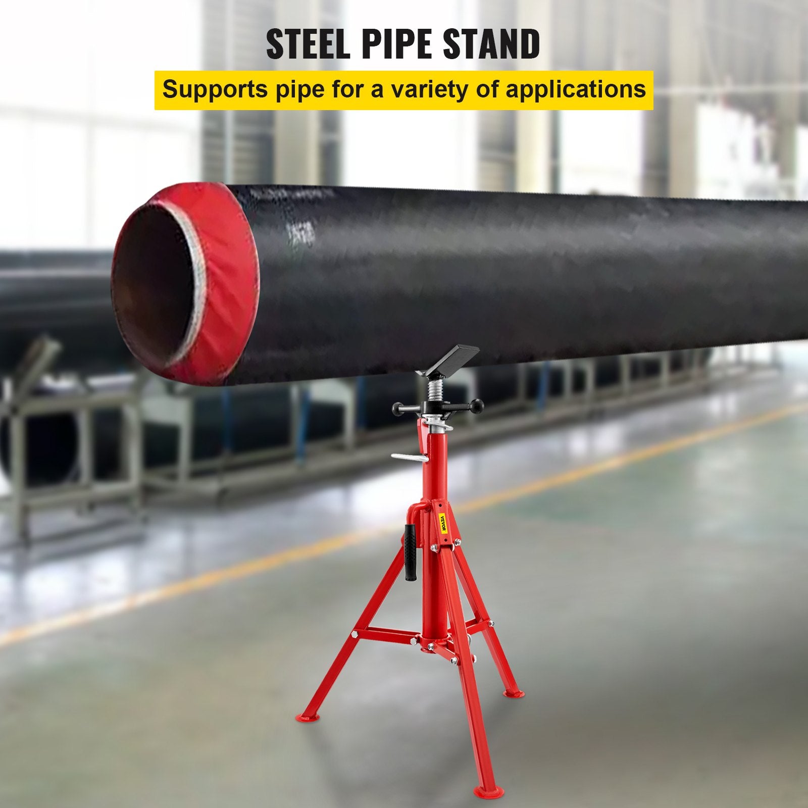 Pipe Jack Stand V-Head Foldable Legs 2500LB Max. Height 52