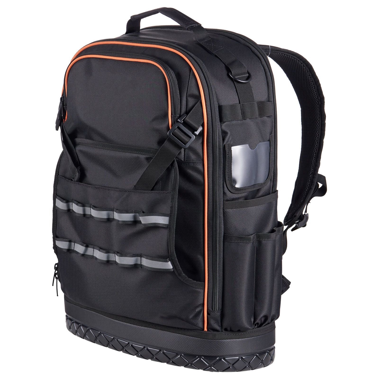 65 Pocket Tool Backpack Heavy Duty Work Bag Laptop Compartment Black