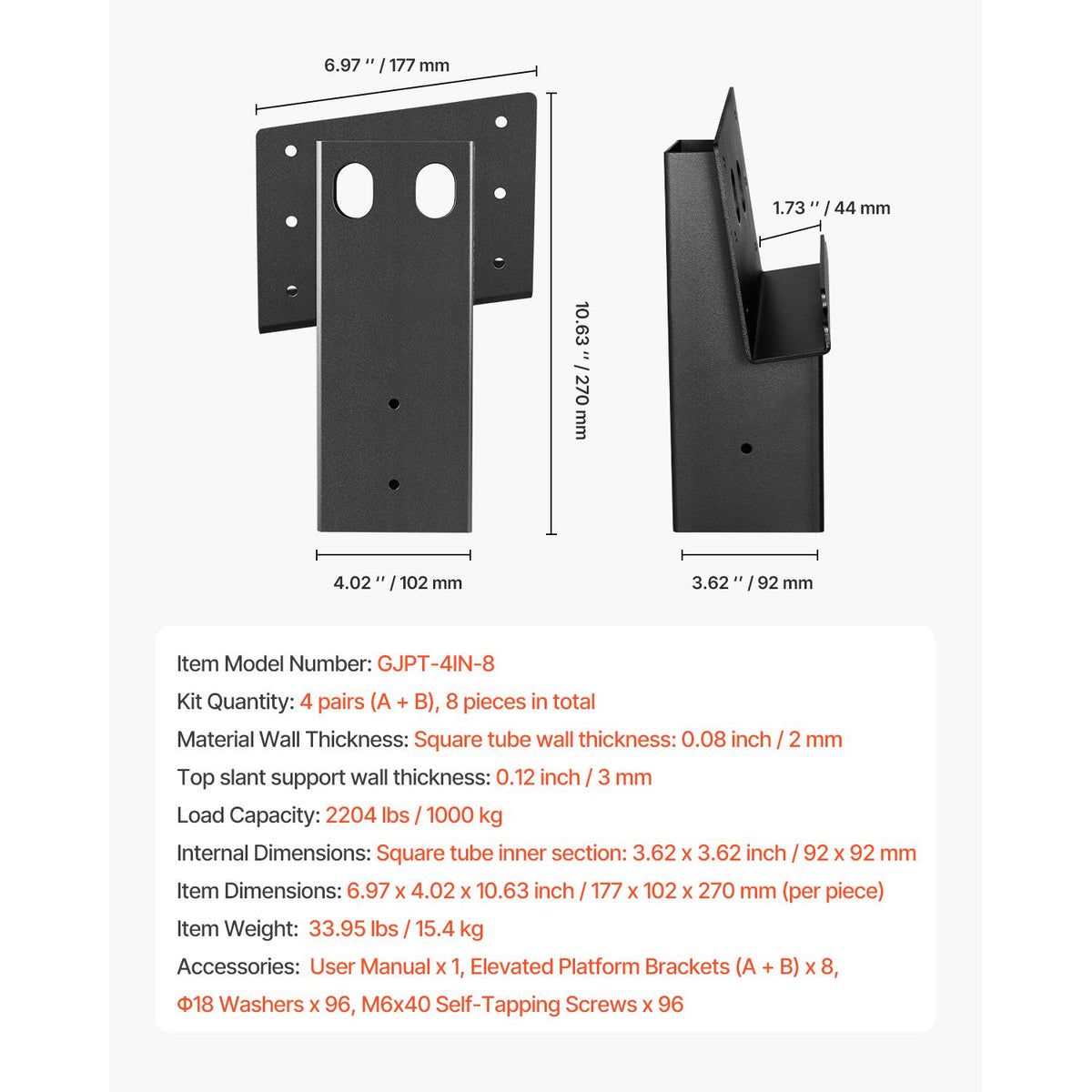 Deer Blind Brackets 4x4 Platform Supports Steel Hunting Stand Brackets 8PCS