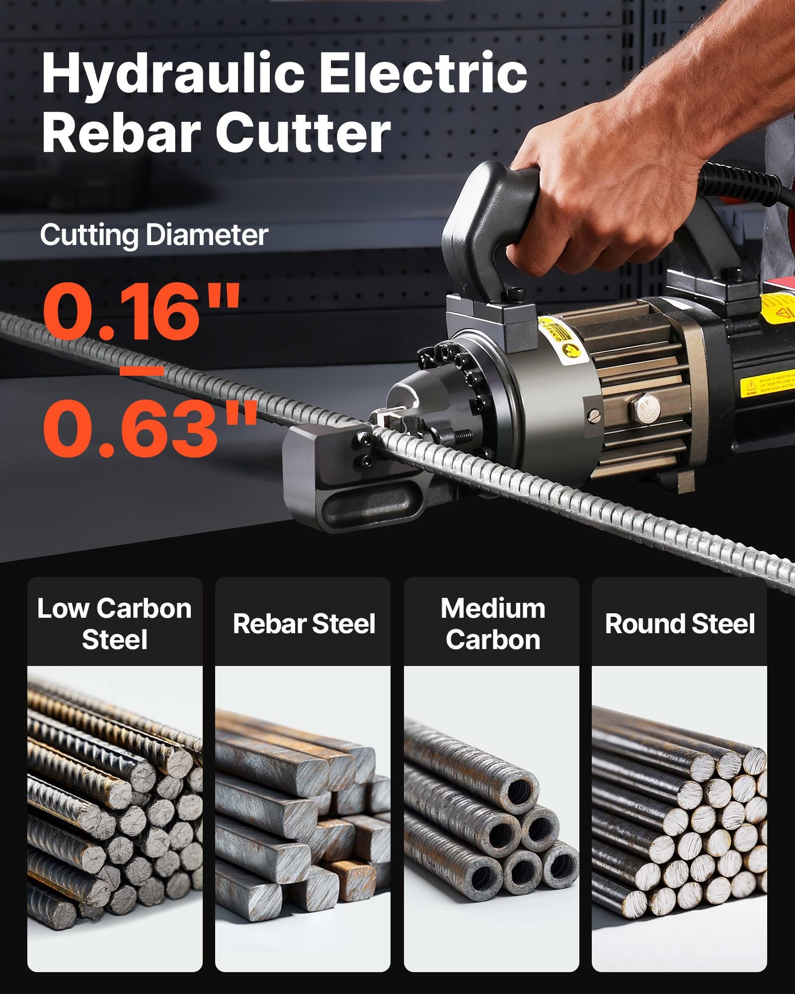 Electric Hydraulic Rebar Cutter 1000W Portable Steel Bar Cutting Machine