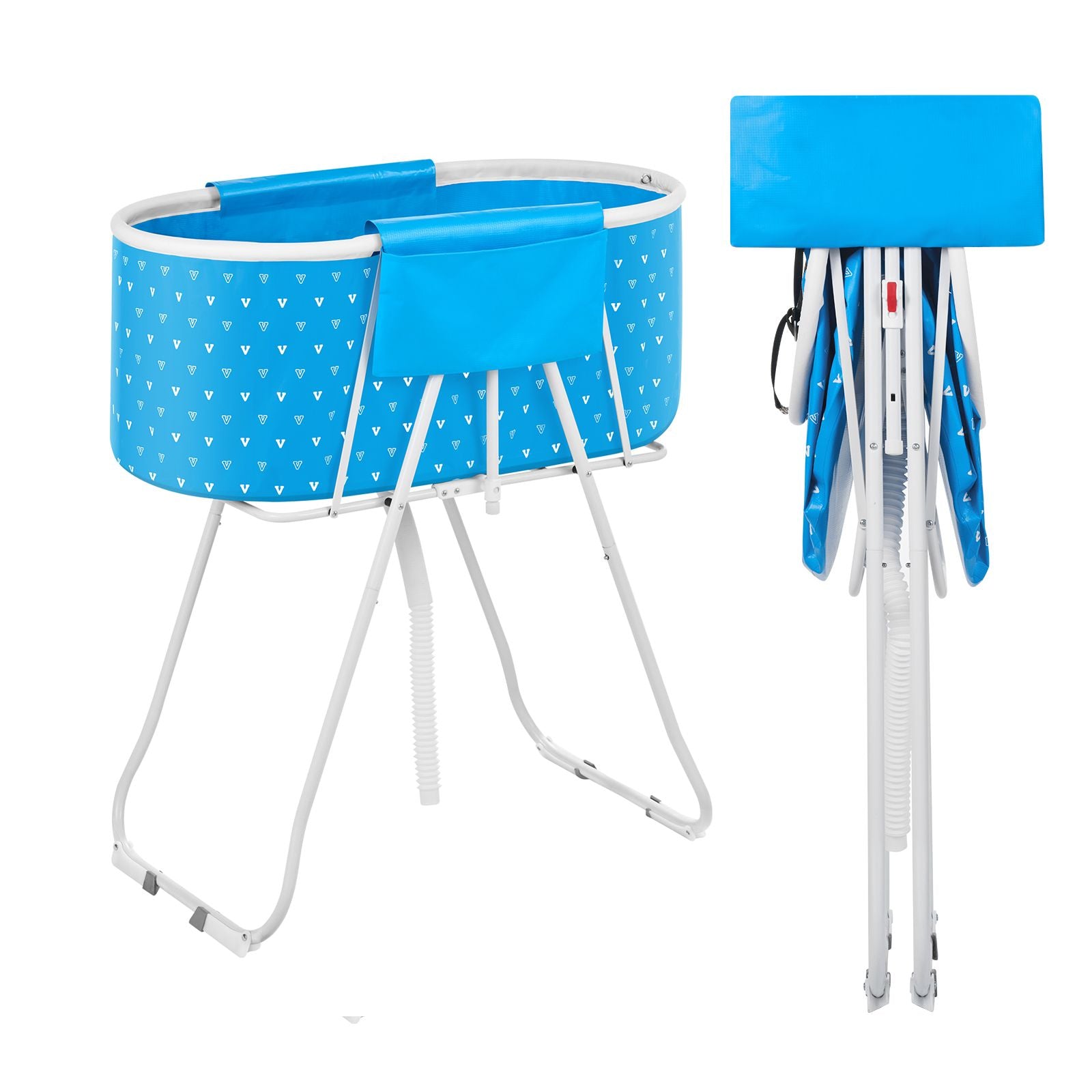 Portable Elevated Foldable Dog Bathtub Pet Shower Station Quick Drain