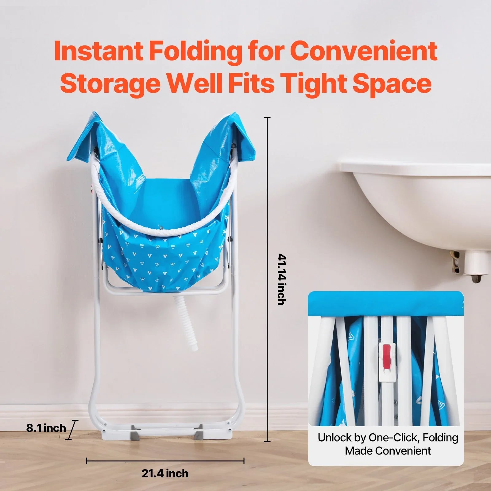 Portable Dog Bathtub, Elevated & Foldable Space-saving Pet Shower Station with Quick Drainage, Bathing Tub for Washing & Grooming Small and Medium Size Dogs and Cats Indoor & Outdoor, Light Blue