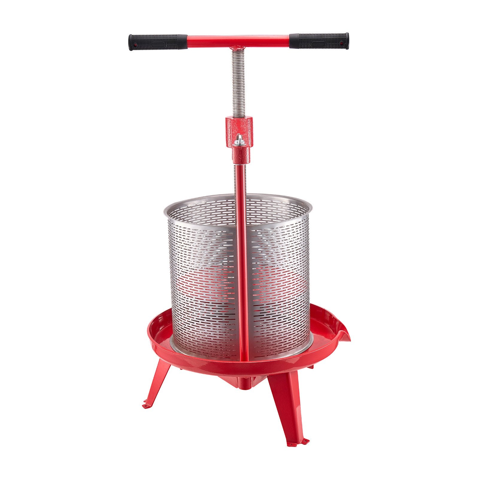 3.69 Gal/14L Fruit Wine Press, Stainless Steel Basket with Cross-beam and Triangular Structure, Manual Juice Maker, Cider Apple Grape Tincture Making Press with T-Handle for Kitchen Home