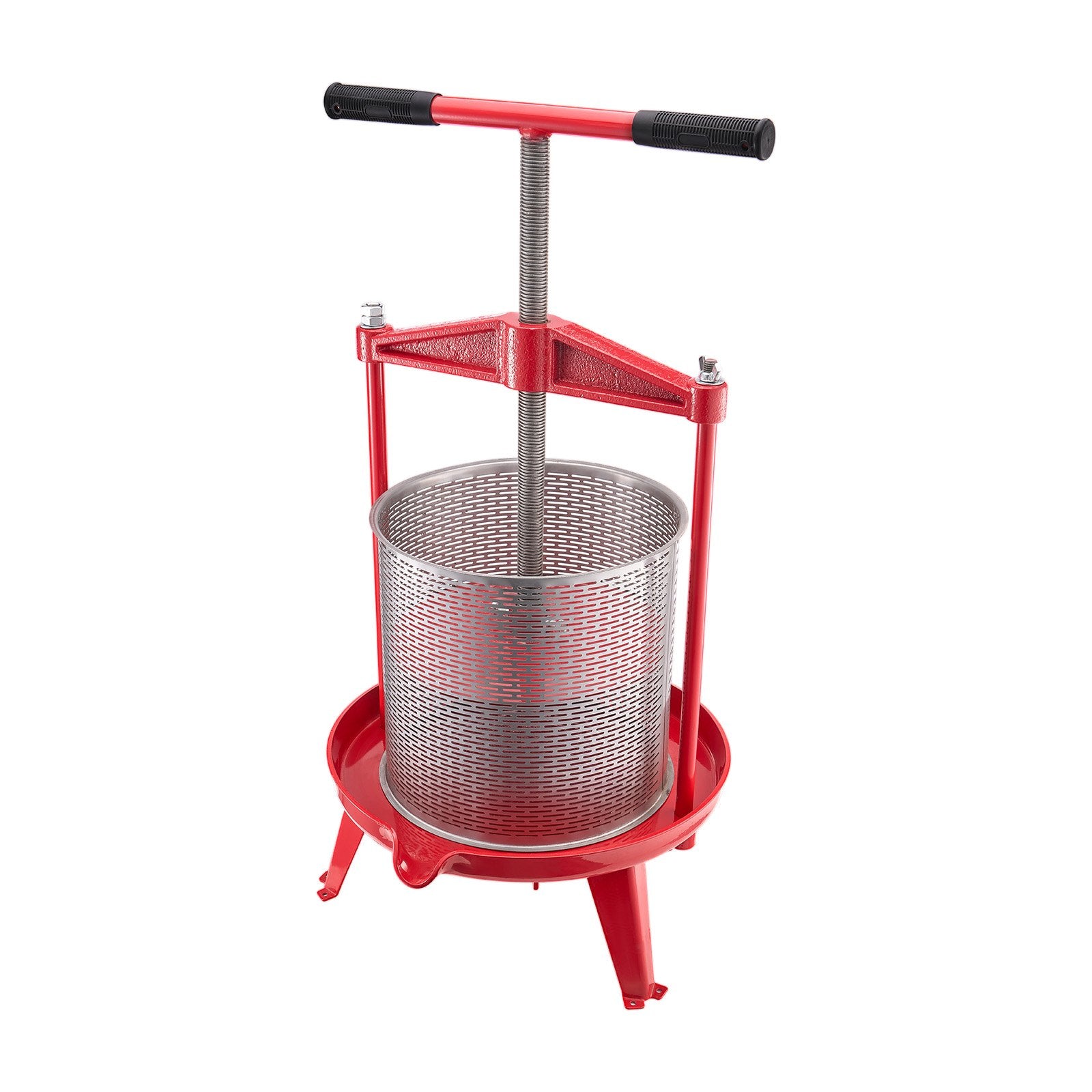 3.69 Gal/14L Fruit Wine Press, Stainless Steel Basket with Cross-beam and Triangular Structure, Manual Juice Maker, Cider Apple Grape Tincture Making Press with T-Handle for Kitchen Home