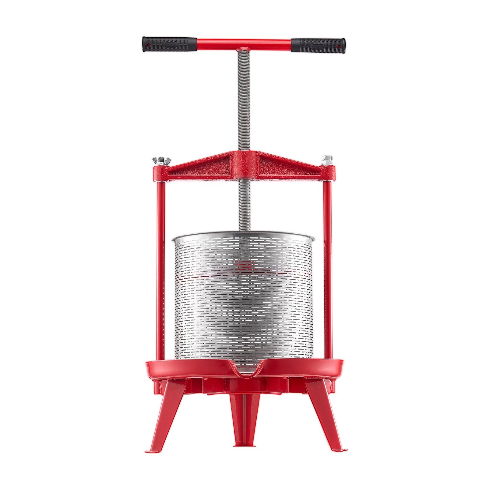 3.69 Gal/14L Fruit Wine Press, Stainless Steel Basket with Cross-beam and Triangular Structure, Manual Juice Maker, Cider Apple Grape Tincture Making Press with T-Handle for Kitchen Home