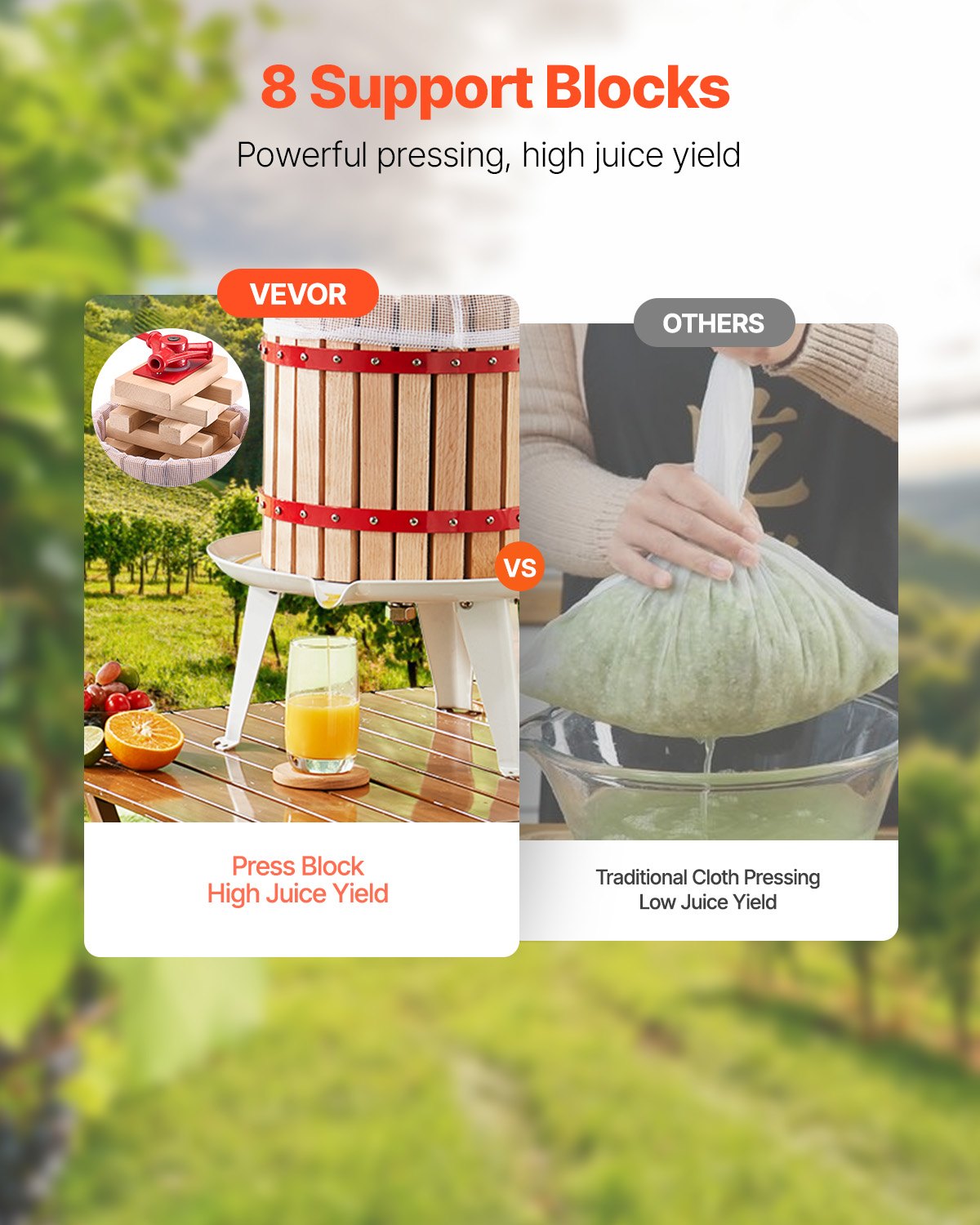 Fruit Wine Press Manual Press for Wine Making 4.75 Gal/18L Wood Basket