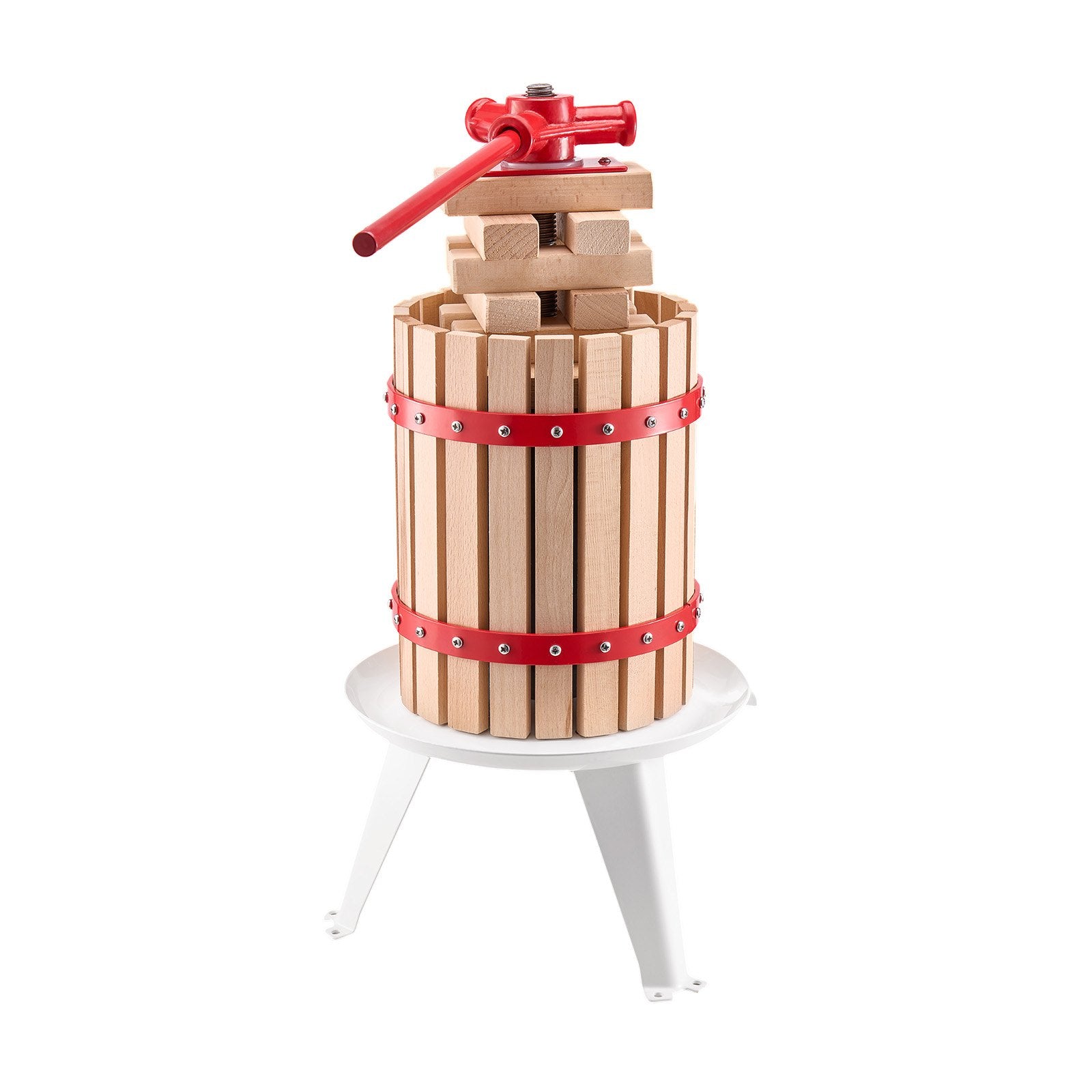 1.6 Gal/6L Fruit Wine Press, Solid Wood Basket with 8 Blocks, Heavy Duty Manual Juice Maker, Cider Apple Grape Tincture Honey Olive Oil Making Press with Handle for Kitchen, Home
