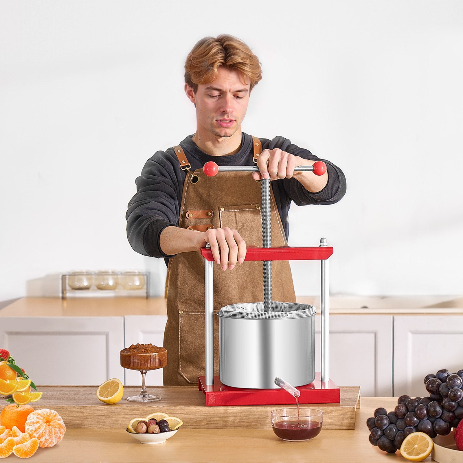 Fruit Wine Press Manual Press for Wine Making 1.6 Gal/6L Stainless Steel