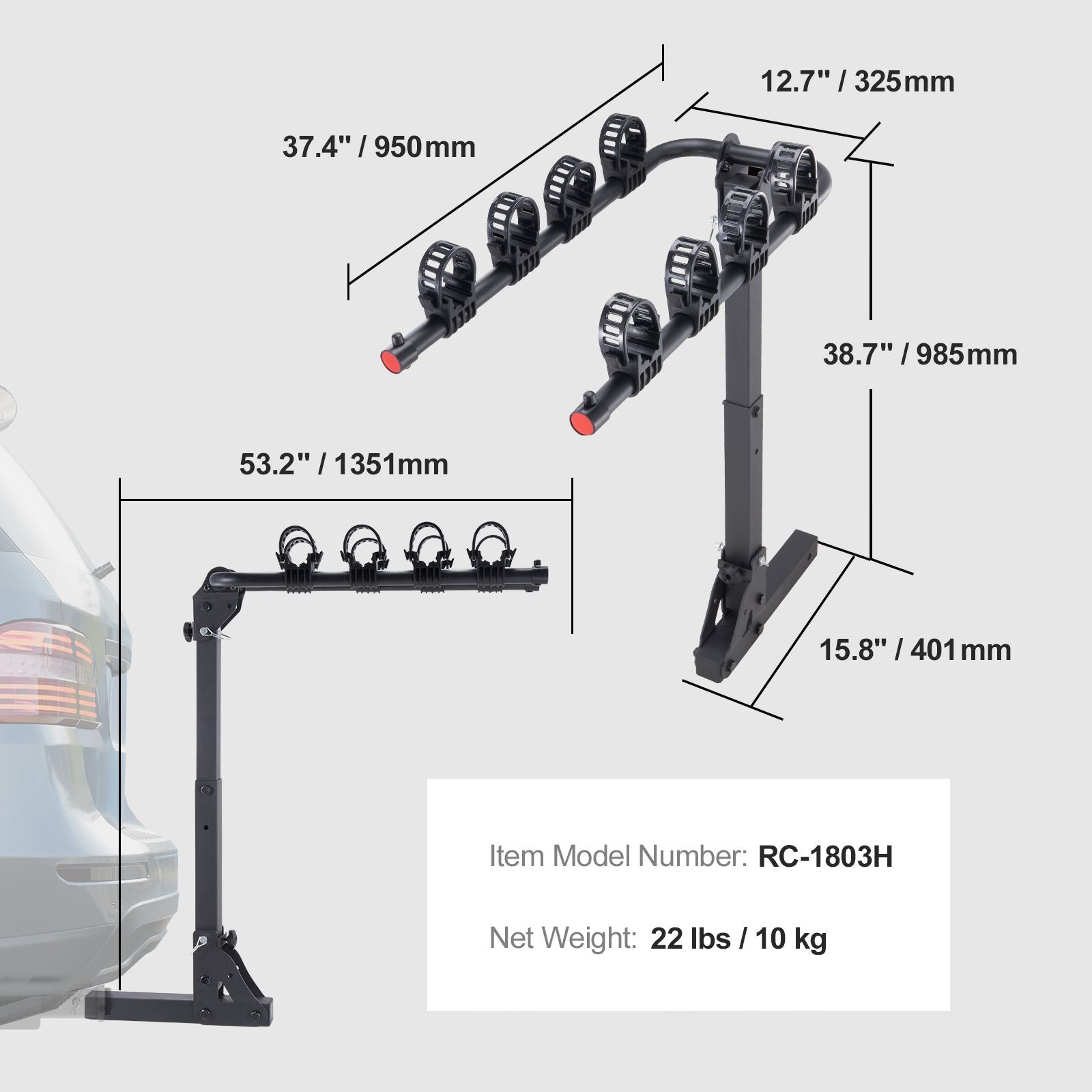 4 Bike Rack Hitch Mount Folding Swing Down Bicycle Carrier Car Truck SUV 150 lbs