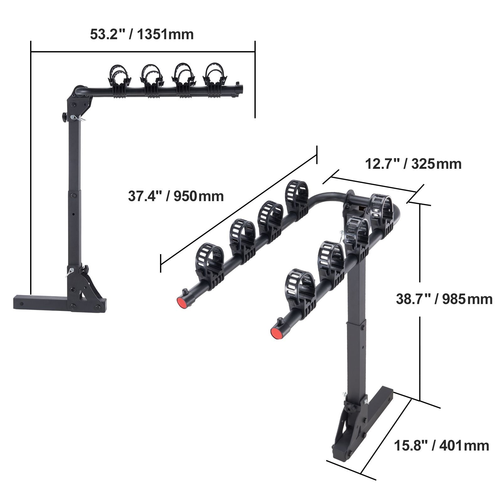 4 Bike Rack Hitch Mount Folding Swing Down Bicycle Carrier Car Truck SUV 150 lbs