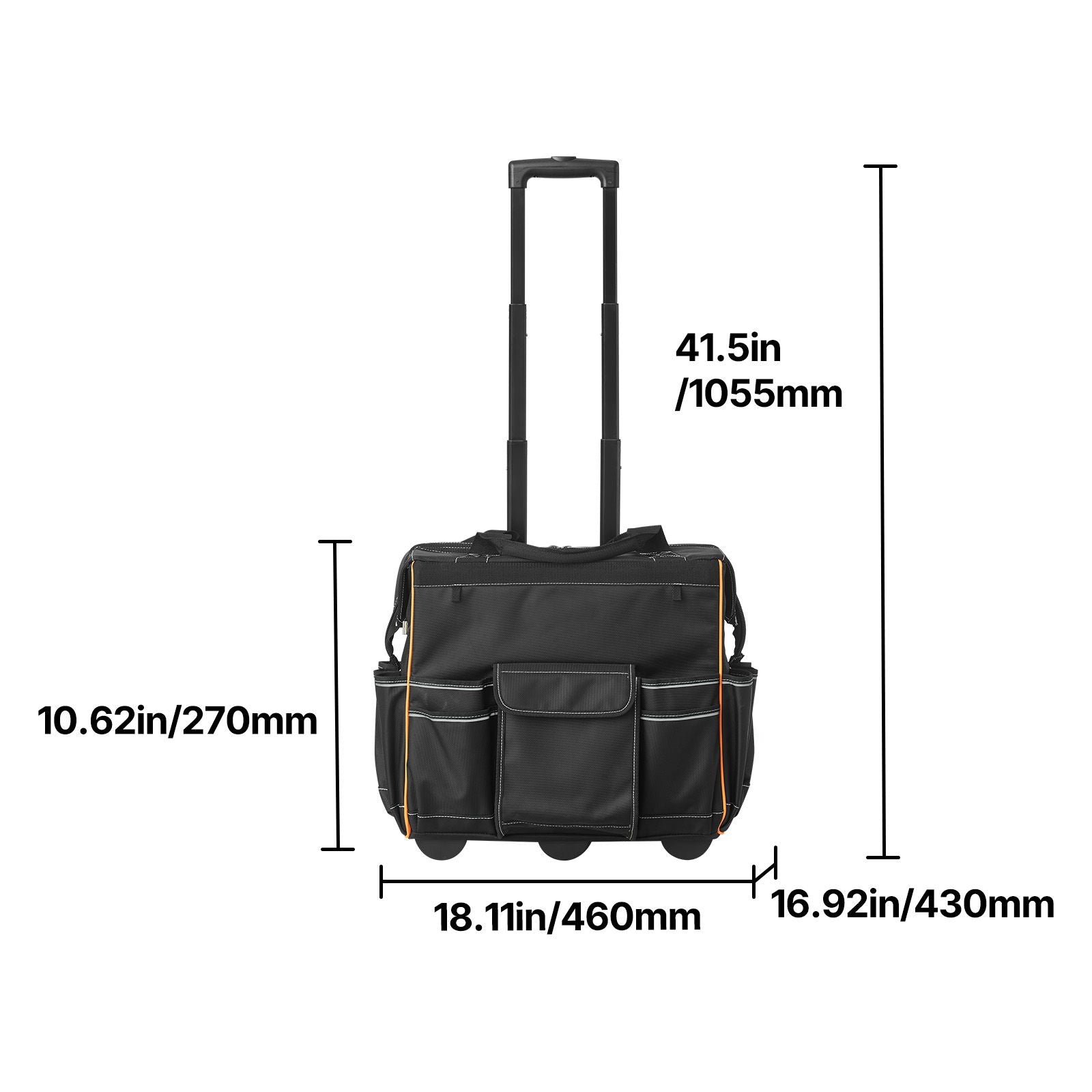 Rolling Tool Bag with Wheels 25 Pockets 110lbs Heavy Duty Organizer