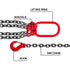Chain Sling, 8 mm x 1m Lifting Chains with Hooks, G80 Engine Chain Hoist Lifts, 5 Ton Load Capacity Lifting Sling Chains for Engine Hoist, Engine Lift Chain with 4 Leg Grab Hooks Heavy Duty