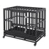 Heavy Duty Dog Crate 38 in Metal Dog Kennel with Wheels and Removable Tray
