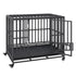 47 Inch Heavy Duty Dog Crate, Indestructible Dog Crate, 3-Door Heavy Duty Dog Kennel for Medium to Large Dogs with Lockable Wheels and Removable Tray, High Anxiety Dog Crate for Indoor & Outdoor