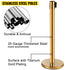 Stanchion Post Barriers 6-Set Line Dividers, Stainless Steel Stanchions with 6.6 Red Retractable Belts, Stanchions with One Sign Frame, 34.6 Queue Safety Stanchions (Gold)