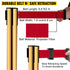 Stanchion Post Barriers 6-Set Line Dividers, Stainless Steel Stanchions with 6.6 Red Retractable Belts, Stanchions with One Sign Frame, 34.6 Queue Safety Stanchions (Gold)