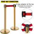 Stanchion Post Barriers 6-Set Line Dividers, Stainless Steel Stanchions with 6.6 Red Retractable Belts, Stanchions with One Sign Frame, 34.6 Queue Safety Stanchions (Gold)