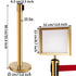 Stanchion Post Barriers 6-Set Line Dividers, Stainless Steel Stanchions with 6.6 Red Retractable Belts, Stanchions with One Sign Frame, 34.6 Queue Safety Stanchions (Gold)