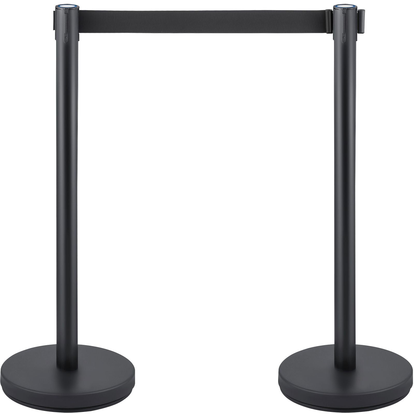 Crowd Control Stanchion, Set of 6 Pieces Stanchion Set, Stanchion Set with 6.6 ft/2 m Black Retractable Belt, Black Crowd Control Barrier with Concrete and Metal Base – Easy Connect Assembly