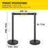 Crowd Control Stanchion, Set of 6 Pieces Stanchion Set, Stanchion Set with 6.6 ft/2 m Black Retractable Belt, Black Crowd Control Barrier with Concrete and Metal Base – Easy Connect Assembly