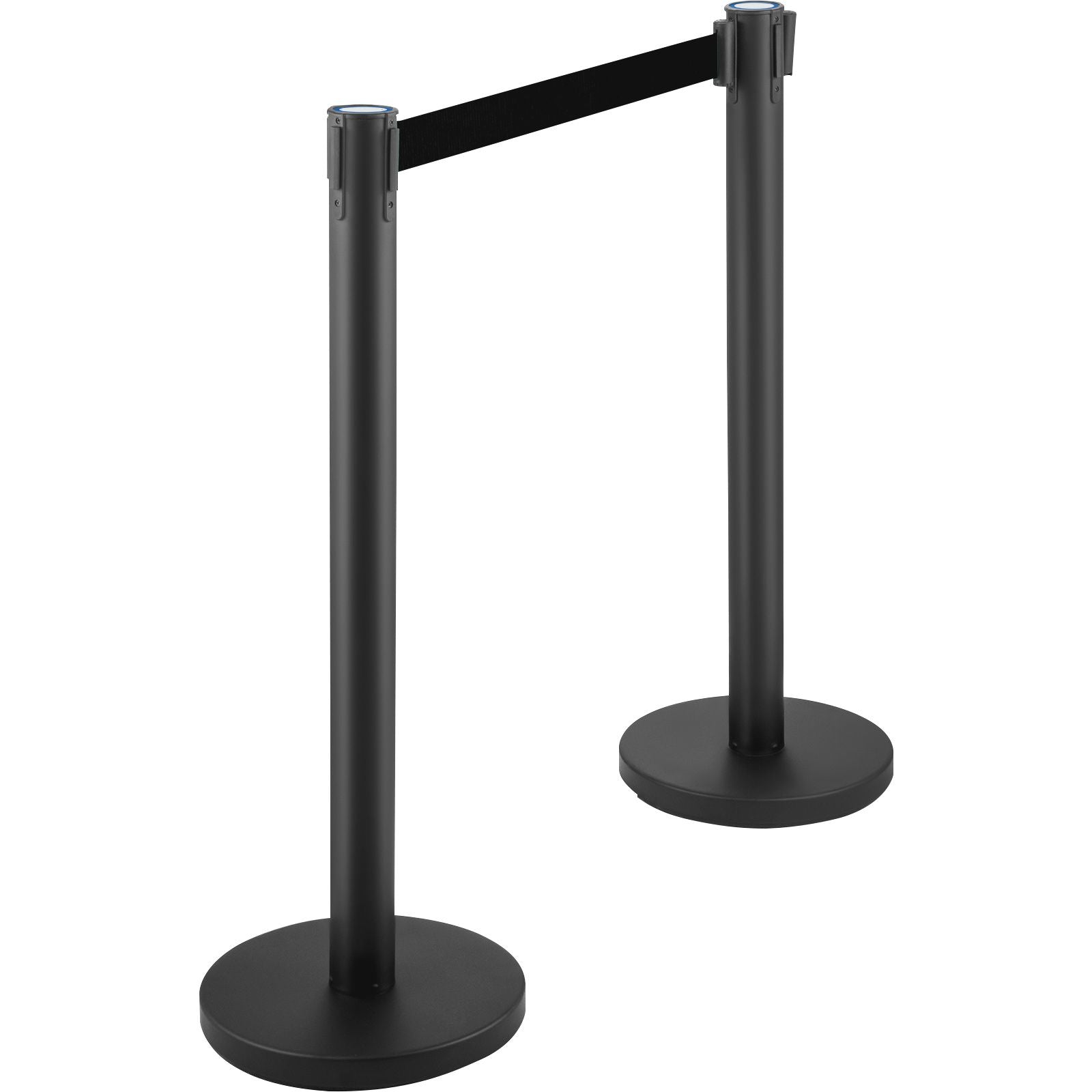 Crowd Control Stanchion, Set of 6 Pieces Stanchion Set, Stanchion Set with 6.6 ft/2 m Black Retractable Belt, Black Crowd Control Barrier with Concrete and Metal Base – Easy Connect Assembly