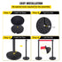 Crowd Control Stanchion, Set of 6 Pieces Stanchion Set, Stanchion Set with 6.6 ft/2 m Red Retractable Belt, Crowd Control Barrier with Rubber Base – Easy Connect Assembly for Crowd Control (Black)