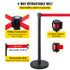 Crowd Control Stanchion, Set of 6 Pieces Stanchion Set, Stanchion Set with 6.6 ft/2 m Red Retractable Belt, Crowd Control Barrier with Rubber Base – Easy Connect Assembly for Crowd Control (Black)