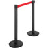 Crowd Control Stanchion, Set of 6 Pieces Stanchion Set, Stanchion Set with 6.6 ft/2 m Red Retractable Belt, Crowd Control Barrier with Rubber Base – Easy Connect Assembly for Crowd Control (Black)