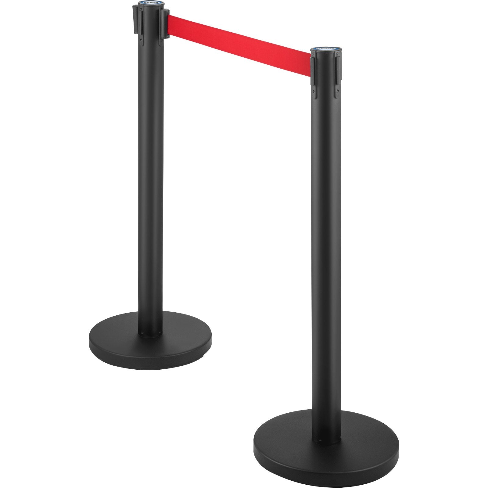 Crowd Control Stanchion, Set of 6 Pieces Stanchion Set, Stanchion Set with 6.6 ft/2 m Red Retractable Belt, Crowd Control Barrier with Rubber Base – Easy Connect Assembly for Crowd Control (Black)