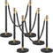 Crowd Control Stanchion, Set of 6 Pieces Stanchion Set, Stanchion Set with 5 ft/1.5 m Black Velvet Rope, Black Crowd Control Barrier with Sturdy Concrete and Metal Base – Easy Connect Assembly
