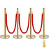 4PCS Gold Stanchion Posts Queue, 38 Inch Red Velvet Rope, Crowd Control Barriers Queue Line Rope, Barriers for Party Supplies