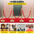 4PCS Gold Stanchion Posts Queue, 38 Inch Red Velvet Rope, Crowd Control Barriers Queue Line Rope, Barriers for Party Supplies