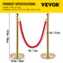 4PCS Gold Stanchion Posts Queue, 38 Inch Red Velvet Rope, Crowd Control Barriers Queue Line Rope, Barriers for Party Supplies