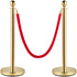 4PCS Gold Stanchion Posts Queue, 38 Inch Red Velvet Rope, Crowd Control Barriers Queue Line Rope, Barriers for Party Supplies