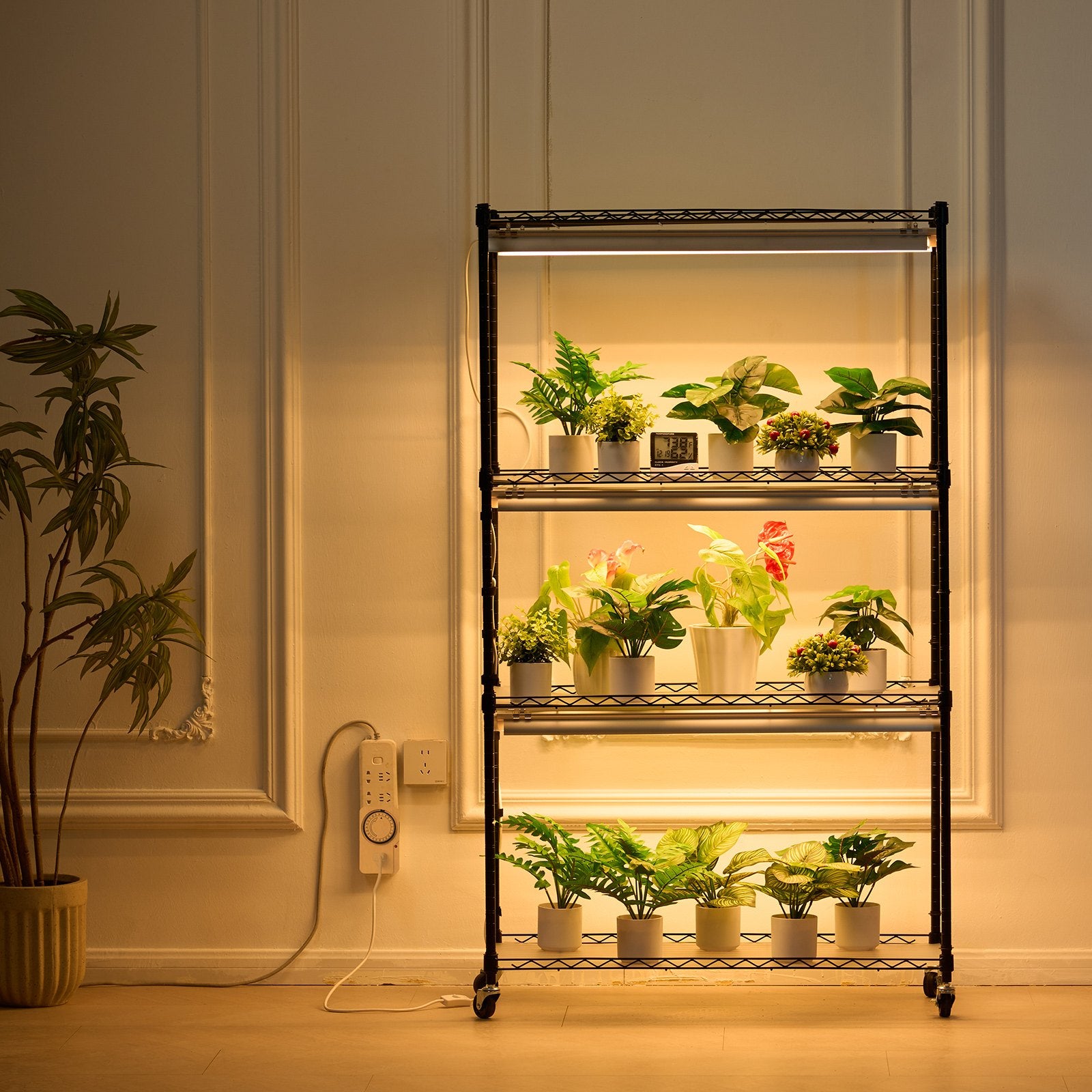 Plant Stand with Grow Lights 4 Tiers 180W 150 cm Tall Plant Grow Shelf