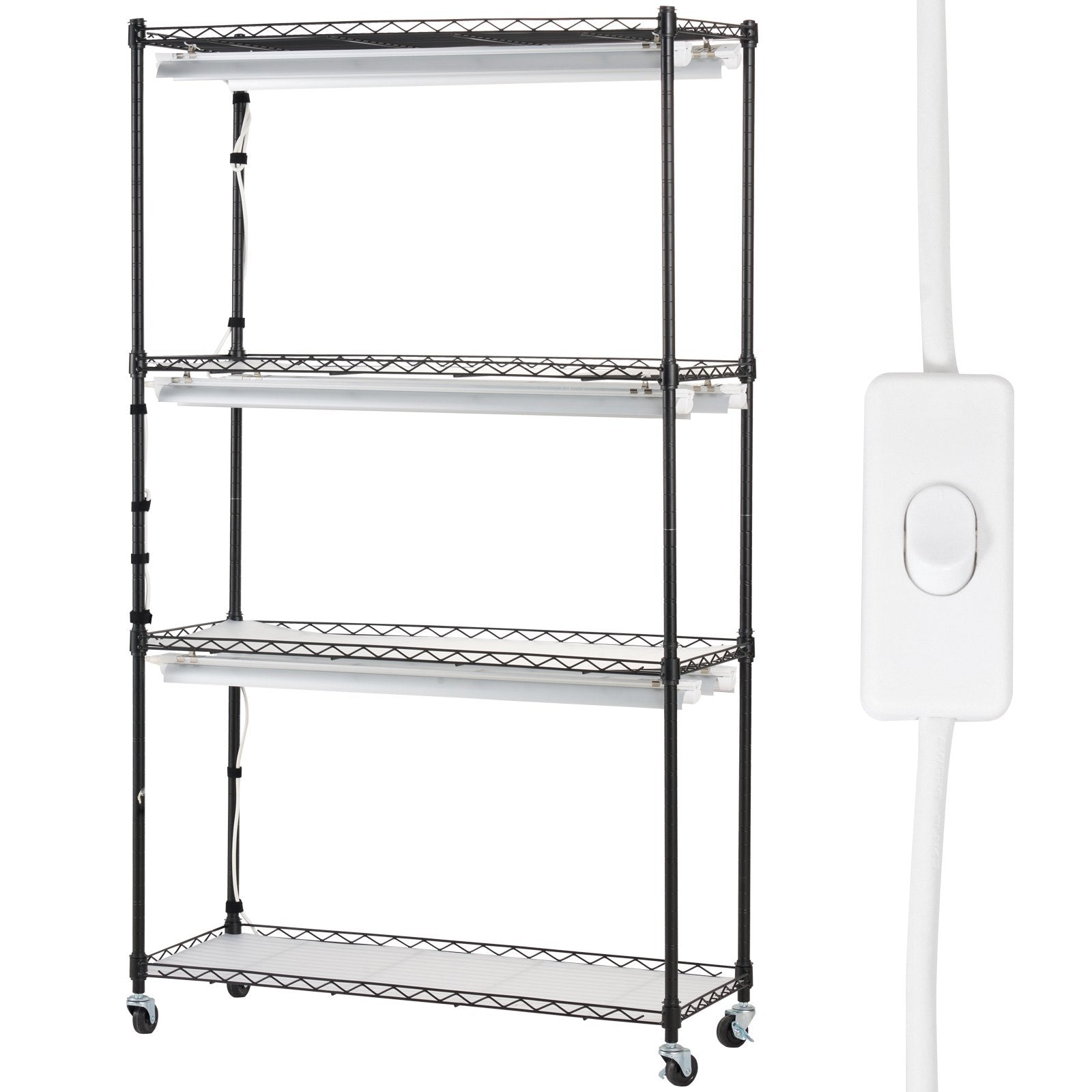 Plant Stand with Grow Lights 4 Tiers 180W 150 cm Tall Plant Grow Shelf