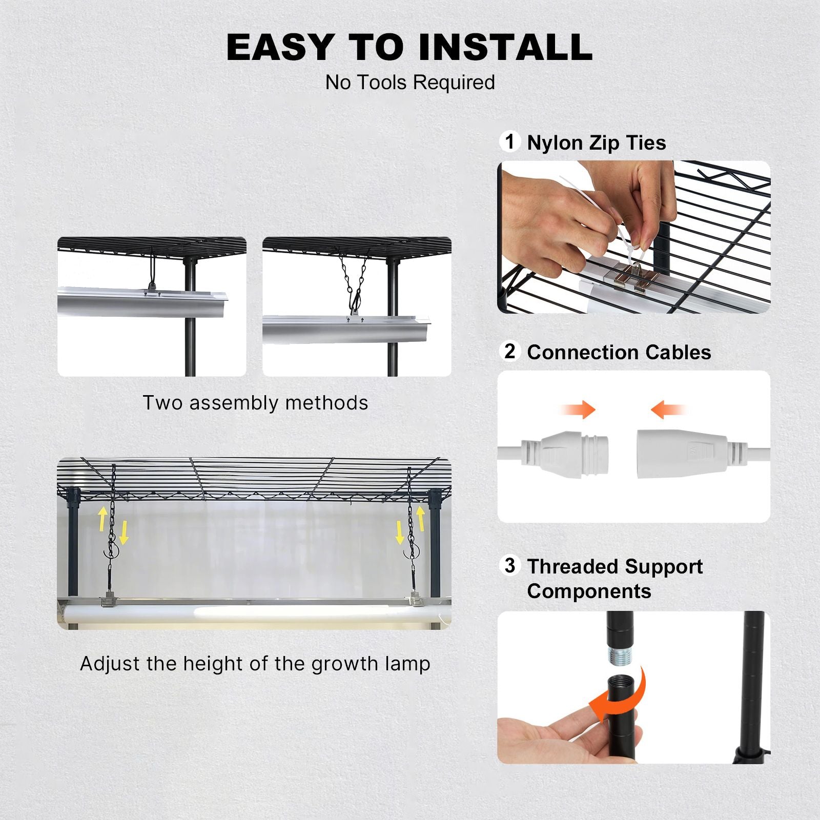 DIY Plant Stand with Grow Lights 6 Tiers 192W 70.9