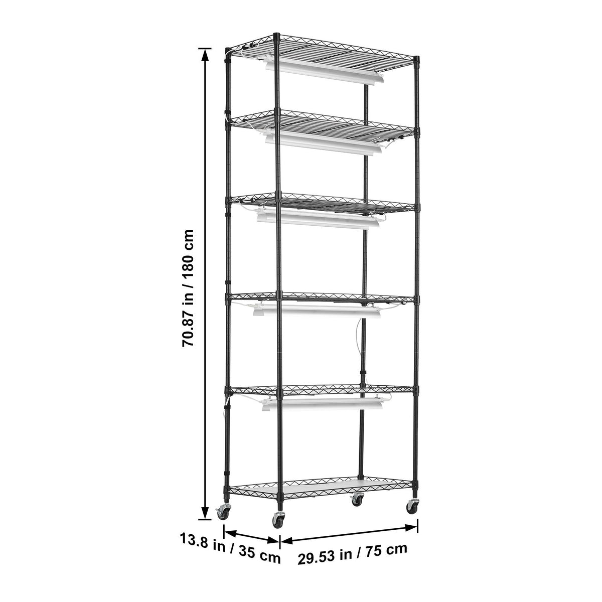 DIY Plant Stand with Grow Lights 6 Tiers 192W 70.9