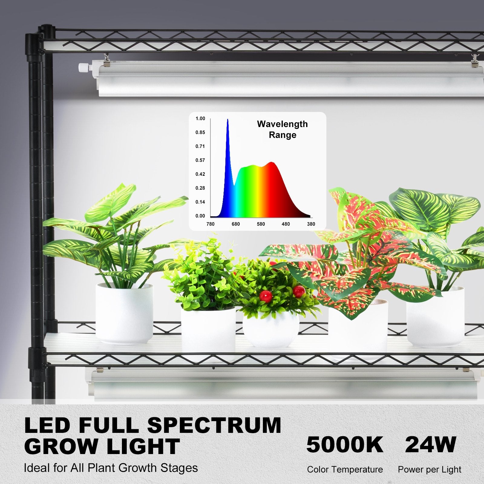 VEVOR DIY Plant Stand with Grow Lights 6 Tiers 192W 70.9