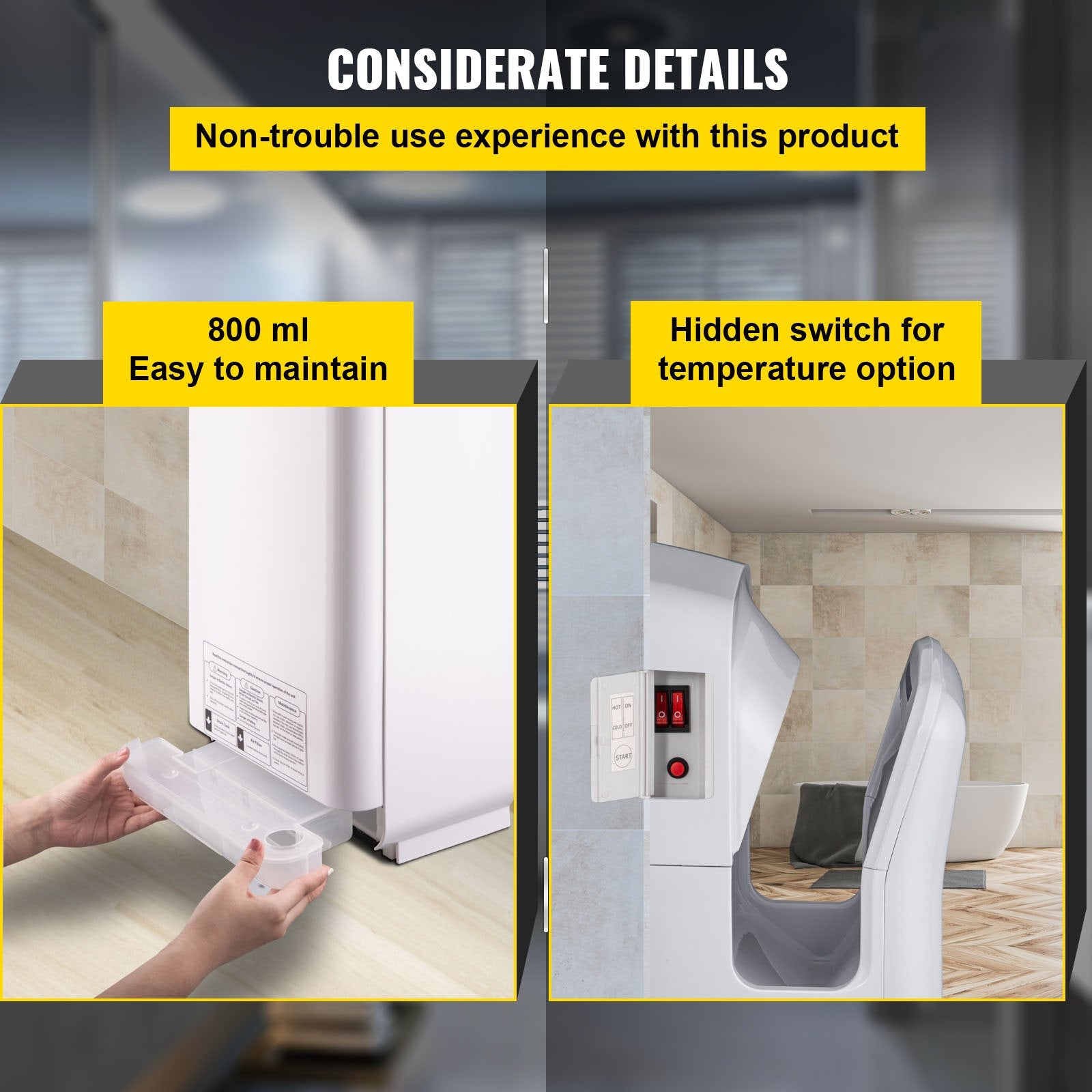 Jet Hand Dryer Blade Hand Dryer Automatic High Speed for Washroom White